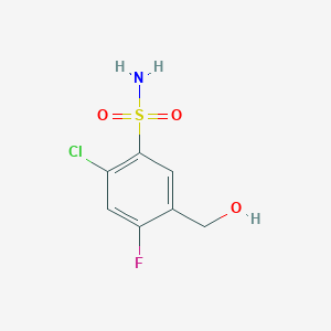 molecular formula C7H7ClFNO3S B8607495 2-Chloro-4-fluoro-5-(hydroxymethyl)benzenesulfonamide 