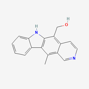 molecular formula C17H14N2O B8607497 6H-Pyrido(4,3-b)carbazole, 5-(hydroxymethyl)-11-methyl- CAS No. 108320-78-1