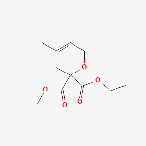 molecular formula C12H18O5 B8607889 2H-Pyran-2,2-dicarboxylic acid, 3,6-dihydro-4-methyl-, diethyl ester 