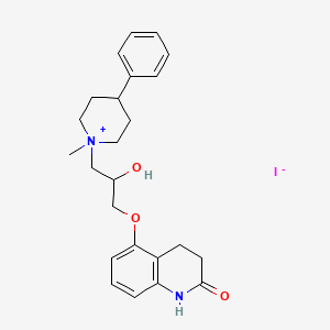 molecular formula C24H31IN2O3 B8608015 Piperidinium, 1-(2-hydroxy-3-((1,2,3,4-tetrahydro-2-oxo-5-quinolinyl)oxy)propyl)-1-methyl-4-phenyl-, iodide CAS No. 78484-03-4