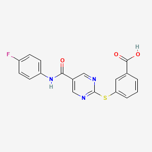 molecular formula C18H12FN3O3S B8608086 3-({5-[(4-Fluorophenyl)carbamoyl]pyrimidin-2-yl}sulfanyl)benzoic acid CAS No. 923291-83-2