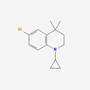 molecular formula C14H18BrN B8608186 6-Bromo-1-cyclopropyl-4,4-dimethyl-1,2,3,4-tetrahydroquinoline 