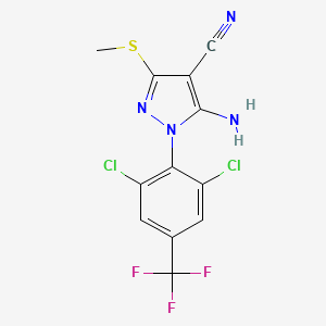 molecular formula C12H7Cl2F3N4S B8608228 5-Amino-1-[2,6-dichloro-4-(trifluoromethyl)phenyl]-3-methylthiopyrazole-4-carbonitrile 