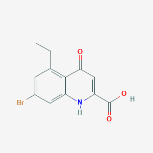 molecular formula C12H10BrNO3 B8608399 7-Bromo-5-ethyl-4-oxo-1,4-dihydroquinoline-2-carboxylic acid 
