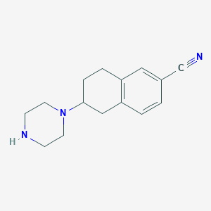 molecular formula C15H19N3 B8608448 6-Piperazin-1-yl-5,6,7,8-tetrahydronaphthalene-2-carbonitrile 