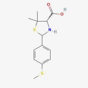 molecular formula C13H17NO2S2 B8608531 5,5-Dimethyl-2-(4-methylmercaptophenyl)-thiazolidine-4(S)-carboxylic acid 