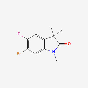 molecular formula C11H11BrFNO B8608626 6-Bromo-5-fluoro-1,3,3-trimethyl-2,3-dihydro-1H-indol-2-one 