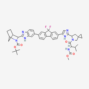 3-[6-(9,9-Difluoro-7-{2-[5-(2-methoxycarbonylamino-3-methyl-butyryl)-5-aza-spiro[2.4]hept-6-yl]-3H-imidazol-4-yl}-9H-fluoren-2-yl)-1H-benzoimidazol-2-yl]-2-aza-bicyclo[2.2.1]heptane-2-carboxylic acid tert-butyl ester