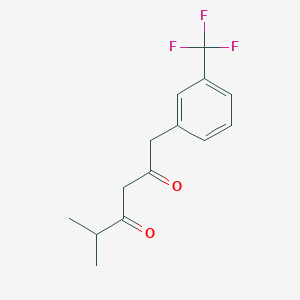 molecular formula C14H15F3O2 B8608775 5-Methyl-1-[3-(trifluoromethyl)phenyl]hexane-2,4-dione CAS No. 82129-72-4