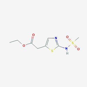 molecular formula C8H12N2O4S2 B8608891 Ethyl 2-methanesulfonamidothiazol-5-ylacetate CAS No. 62557-33-9