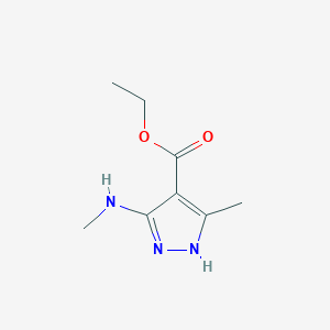 molecular formula C8H13N3O2 B8609051 ethyl 5-methyl-3-(methylamino)-1H-pyrazole-4-carboxylate 