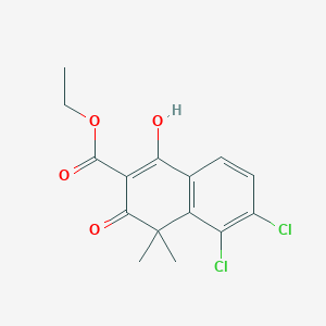 molecular formula C15H14Cl2O4 B8609073 Ethyl 7,8-dichloro-4-hydroxy-1,1-dimethyl-2-oxo-naphthalene-3-carboxylate 