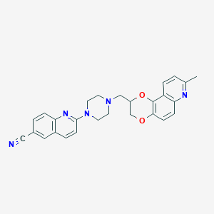 molecular formula C27H25N5O2 B8609170 6-Quinolinecarbonitrile, 2-[4-[[(2S)-2,3-dihydro-8-methyl-1,4-dioxino[2,3-f]quinolin-2-yl]methyl]-1-piperazinyl]- 