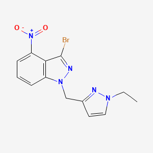 molecular formula C13H12BrN5O2 B8609339 3-Bromo-1-[(1-ethyl-1H-pyrazol-3-yl)methyl]-4-nitro-1H-indazole CAS No. 1313410-15-9