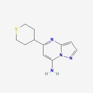 molecular formula C11H14N4S B8609760 5-(Tetrahydro-2H-thiopyran-4-yl)pyrazolo[1,5-a]pyrimidin-7-amine 