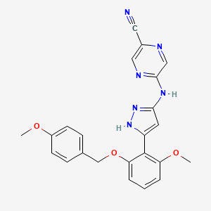 molecular formula C23H20N6O3 B8610036 2-Pyrazinecarbonitrile, 5-[[5-[2-methoxy-6-[(4-methoxyphenyl)methoxy]phenyl]-1H-pyrazol-3-yl]amino]- 