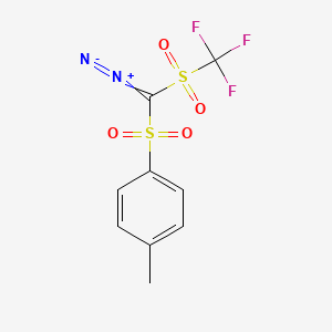 molecular formula C9H7F3N2O4S2 B8610360 1-[Diazo(trifluoromethanesulfonyl)methanesulfonyl]-4-methylbenzene CAS No. 356058-56-5