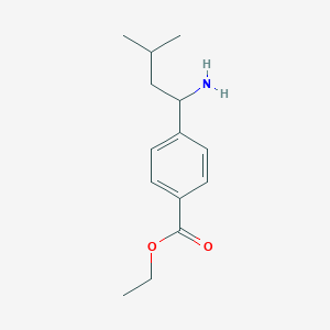 molecular formula C14H21NO2 B8610437 Ethyl 4-(1-amino-3-methylbutyl)benzoate 