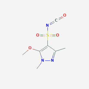molecular formula C7H9N3O4S B8610676 1,3-Dimethyl-5-methoxypyrazole-4-sulfonyl isocyanate CAS No. 88399-12-6