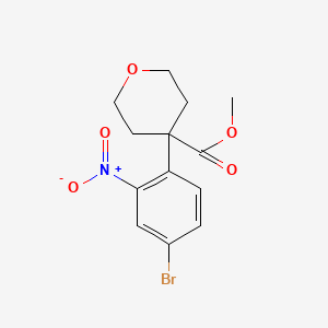 molecular formula C13H14BrNO5 B8611190 methyl 4-(4-bromo-2-nitrophenyl)tetrahydro-2H-pyran-4-carboxylate 