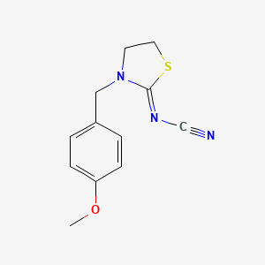 molecular formula C12H13N3OS B8611317 {3-[(4-Methoxyphenyl)methyl]-1,3-thiazolidin-2-ylidene}cyanamide CAS No. 94776-92-8