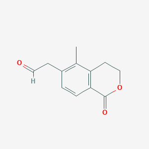 molecular formula C12H12O3 B8611436 (5-Methyl-1-oxo-3,4-dihydro-1H-isochromen-6-yl)acetaldehyde 