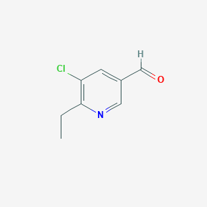 molecular formula C8H8ClNO B8611531 5-Chloro-6-ethyl-3-pyridinecarbaldehyde 