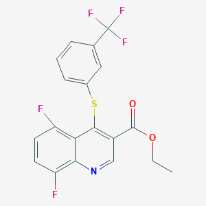 molecular formula C19H12F5NO2S B8611554 3-Ethoxycarbonyl-5,8-difluoro-4-(3-trifluoromethylphenylmercapto)quinoline 