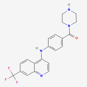 molecular formula C21H19F3N4O B8611592 1-(4-((7-(Trifluoromethyl)-4-quinolinyl)amino)benzoyl)piperazine CAS No. 72141-43-6