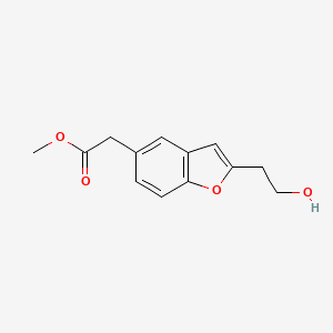 molecular formula C13H14O4 B8611606 Methyl 2-(2-hydroxyethyl)benzofuran-5-acetate 