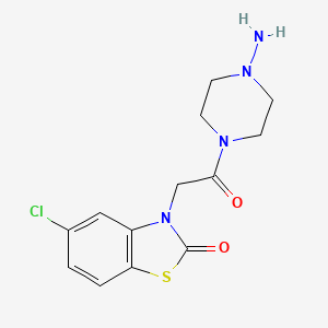 molecular formula C13H15ClN4O2S B8611931 3-[2-(4-Aminopiperazin-1-yl)-2-oxoethyl]-5-chloro-1,3-benzothiazol-2(3H)-one CAS No. 112522-68-6