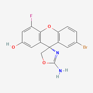 molecular formula C15H10BrFN2O3 B8612274 (S)-2-amino-7'-bromo-4'-fluoro-5H-spiro[oxazole-4,9'-xanthen]-2'-ol 