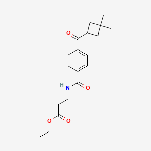 molecular formula C19H25NO4 B8612521 Ethyl 3-(4-(3,3-dimethylcyclobutanecarbonyl)benzamido)propanoate 
