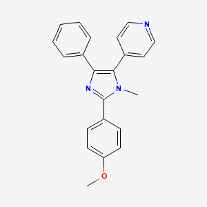 molecular formula C22H19N3O B8612682 Pyridine, 4-[2-(4-methoxyphenyl)-1-methyl-4-phenyl-1H-imidazol-5-yl]- CAS No. 152121-21-6