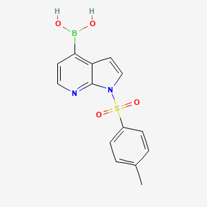 molecular formula C14H13BN2O4S B8612696 {1-[(4-methylphenyl)sulfonyl]-1H-pyrrolo[2,3-b]pyridin-4-yl}boronic acid 