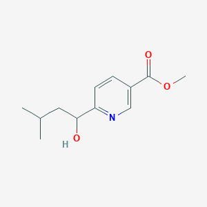 molecular formula C12H17NO3 B8613292 Methyl 6-(1-hydroxy-3-methylbutyl)nicotinate 