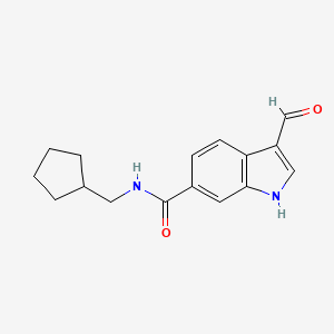 molecular formula C16H18N2O2 B8613312 1H-Indole-6-carboxamide, N-(cyclopentylmethyl)-3-formyl- CAS No. 114085-90-4