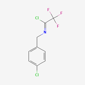 molecular formula C9H6Cl2F3N B8613416 Ethanimidoyl chloride, N-[(4-chlorophenyl)methyl]-2,2,2-trifluoro- CAS No. 88708-72-9
