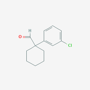 molecular formula C13H15ClO B8613615 1-(3-Chlorophenyl)cyclohexane-carbaldehyde 