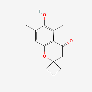 molecular formula C14H16O3 B8613754 6-hydroxy-5,7-dimethylspiro[chromene-2,1'-cyclobutan]-4(3H)-one 