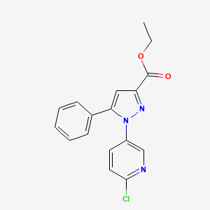 molecular formula C17H14ClN3O2 B8613875 1-(6-Chloro-3-pyridyl)-5-phenylpyrazole-3-carboxylic acid ethyl ester 