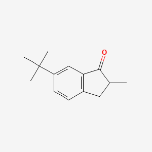 molecular formula C14H18O B8613985 (+)-2-Methyl-6-tert-butylindan-1-one 