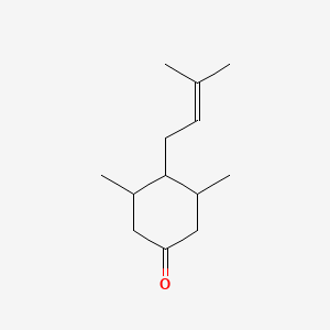 molecular formula C13H22O B8614190 Cyclohexanone, 3,5-dimethyl-4-(3-methyl-2-butenyl)- CAS No. 71820-44-5
