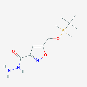 molecular formula C11H21N3O3Si B8614475 5-({[Tert-butyl(dimethyl)silyl]oxy}methyl)isoxazole-3-carbohydrazide 