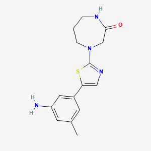molecular formula C15H18N4OS B8614643 4-[5-(3-Amino-5-methylphenyl)-1,3-thiazol-2-yl]-1,4-diazepan-2-one 
