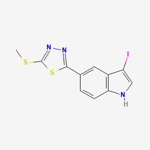 molecular formula C11H8IN3S2 B8614737 2-(3-iodo-1H-indol-5-yl)-5-(methylthio)-1,3,4-thiadiazole 