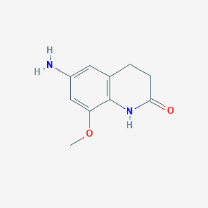 molecular formula C10H12N2O2 B8614754 6-Amino-8-methoxy-3,4-dihydrocarbostyril 