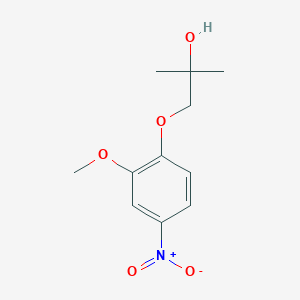molecular formula C11H15NO5 B8614915 1-(2-Methoxy-4-nitrophenoxy)-2-methylpropan-2-ol 