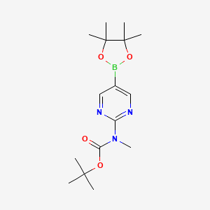 molecular formula C16H26BN3O4 B8614918 Tert-butyl methyl(5-(4,4,5,5-tetramethyl-1,3,2-dioxaborolan-2-yl)pyrimidin-2-yl)carbamate 