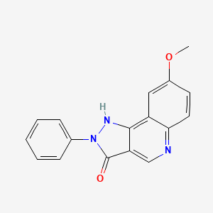 molecular formula C17H13N3O2 B8614930 8-Methoxy-2-phenyl-5H-pyrazolo[4,3-c]quinoline-3(2H)-one 